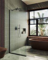 Душевая перегородка Maybahglass MGD-700-6у 79 см, профиль черный, стекло сатин