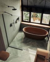 Душевая перегородка Maybahglass MGD-700-6у 79 см, профиль черный, стекло сатин
