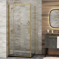 Душевой уголок Wasserkraft Aisch 55P03 90х90, профиль золотой матовый