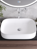 Накладная раковина Cezares CZR-6582 глянцевая белая, прямоугольная, фаянс