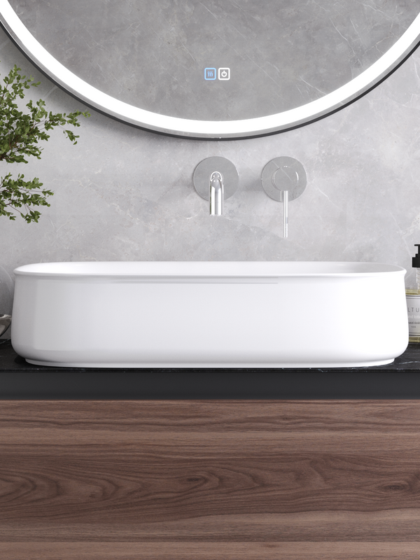 Накладная раковина Cezares CZR-6582 глянцевая белая, прямоугольная, фаянс