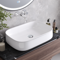 Накладная раковина Cezares CZR-6582 глянцевая белая, прямоугольная, фаянс