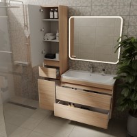 Тумба с раковиной Style Line Атлантика 90 Люкс Plus, подвесная, ясень перламутр