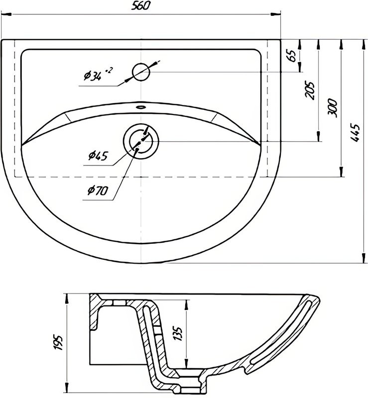 Тумба с раковиной Style Line Эко Стандарт №12 50, напольная, белая