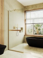 Душевая перегородка Maybahglass MGD-713-3у 109 см, профиль золото, стекло сатин