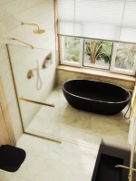 Душевая перегородка Maybahglass MGD-713-3у 109 см, профиль золото, стекло сатин