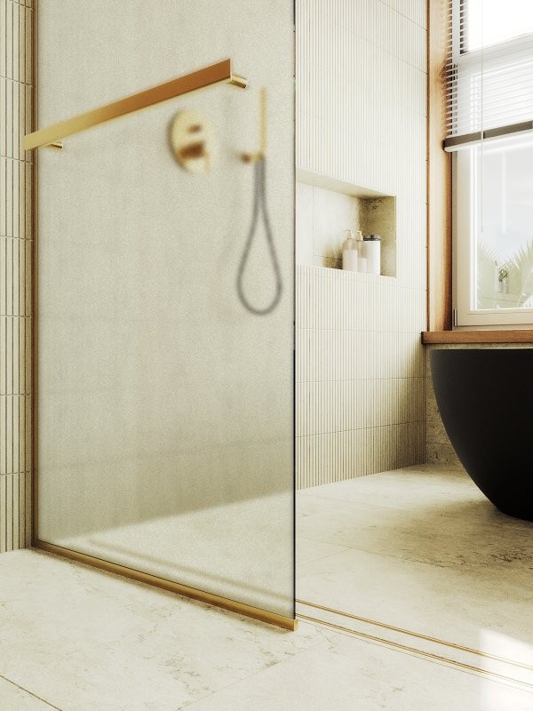 Душевая перегородка Maybahglass MGD-713-3у 109 см, профиль золото, стекло сатин