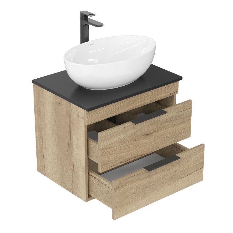 Тумба под раковину без столешницы Onika Легран 60 подвесная, под столешницу, дуб галифакс