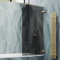 Шторка на ванну Maybahglass MGV-650-3 40 см, профиль золото, стекло графит