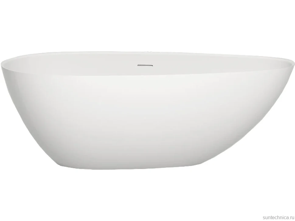 Ванна из искусственного камня Salini Paola In S-Stone 170x80 см, отдельностоящая, матовая белая, овальная, со сливом-переливом, с донным клапаном
