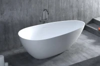 Ванна из искусственного камня Salini Paola In S-Stone 170x80 см, отдельностоящая, матовая белая, овальная, со сливом-переливом, с донным клапаном