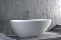 Ванна из искусственного камня Salini Paola In S-Stone 170x80 см, отдельностоящая, матовая белая, овальная, со сливом-переливом, с донным клапаном