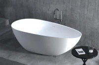 Ванна из искусственного камня Salini Paola In S-Stone 170x80 см, отдельностоящая, матовая белая, овальная, со сливом-переливом, с донным клапаном