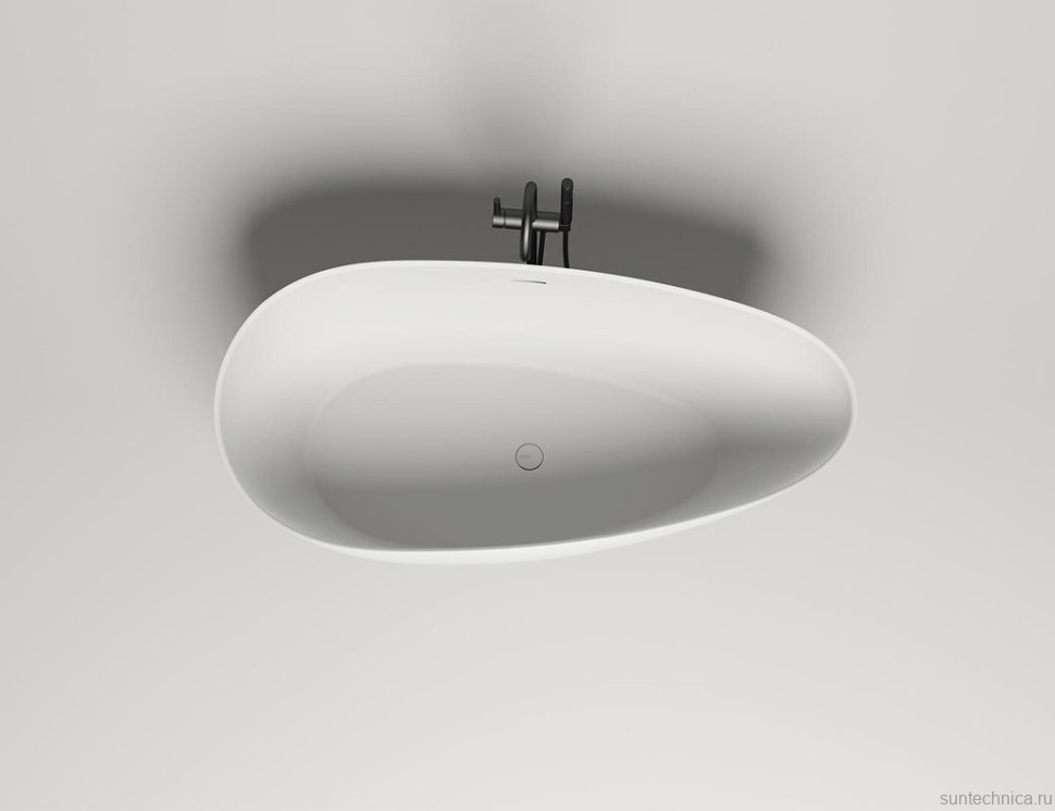 Ванна из искусственного камня Salini Paola In S-Stone 170x80 см, отдельностоящая, матовая белая, овальная, со сливом-переливом, с донным клапаном