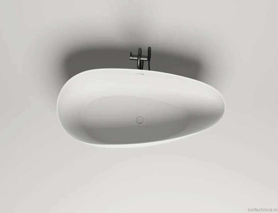 Ванна из искусственного камня Salini Paola In S-Stone 170x80 см, отдельностоящая, матовая белая, овальная, со сливом-переливом, с донным клапаном