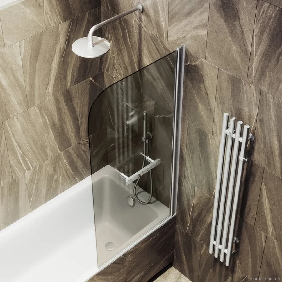 Шторка на ванну Maybahglass MGV-783-5 70x140, профиль матовый хром, стекло бронза