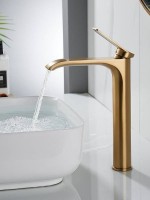 Смеситель для раковины высокий Shevanik S4111G, золотой сатин Смеситель для раковины высокий Shevanik S4111G, золотой сатин