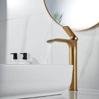 Смеситель для раковины высокий Shevanik S4111G, золотой сатин Смеситель для раковины высокий Shevanik S4111G, золотой сатин