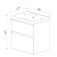 Тумба с раковиной Belux Киото НП 60-02 подвесная, 2 ящика, белая