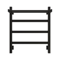 Полотенцесушитель электрический Grota Lore 530х600 RAL9005 EL 60x55 см, подключение справа, слева, скрытое подключение справа, матовый черный, лесенка, из стали, с полкой