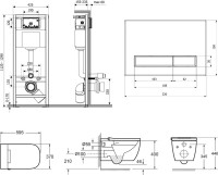 Комплект Lavinia Boho Унитаз подвесной Smart V-Clean 3359101R безободковый, с микролифтом + Инсталляция RelFix 38010010 + Кнопка RelFix 38050802 белая, золотой глянец + Дозатор RelFix 38040010