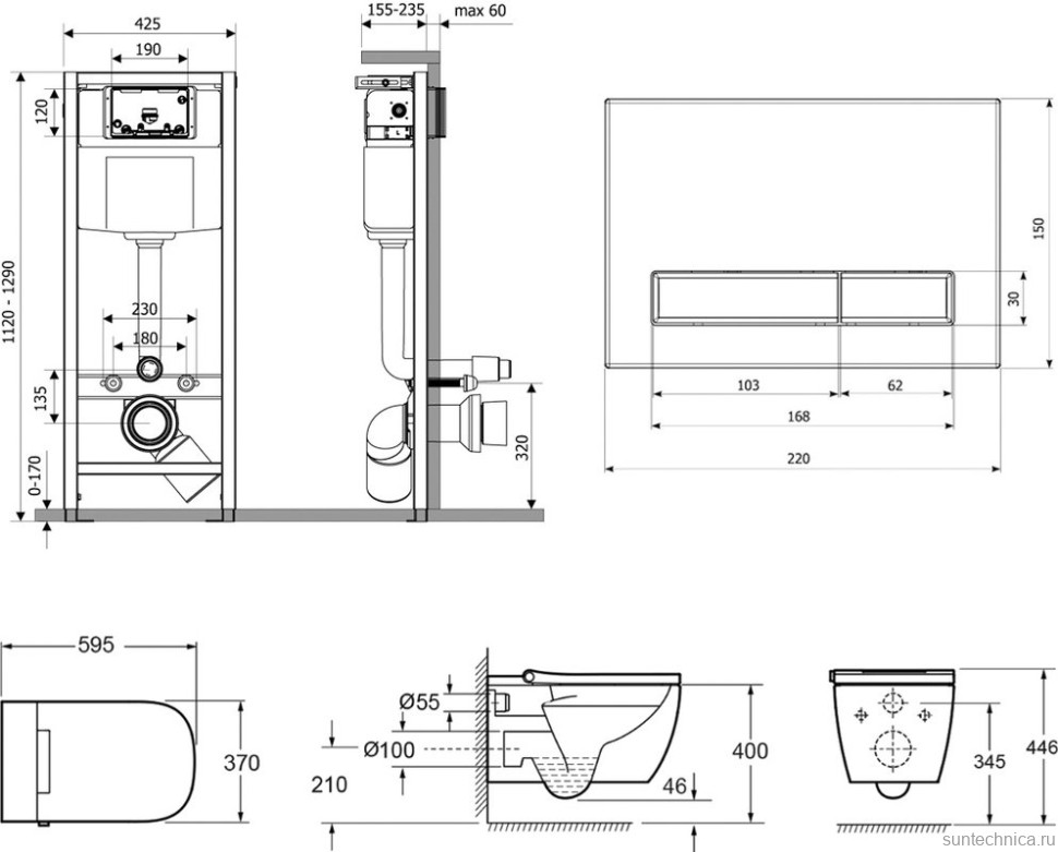 Комплект Lavinia Boho Унитаз подвесной Smart V-Clean 3359101R безободковый, с микролифтом + Инсталляция RelFix 38010010 + Кнопка RelFix 38050802 белая, золотой глянец + Дозатор RelFix 38040010
