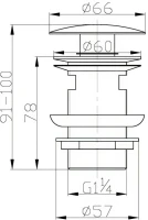 Донный клапан для раковины BelBagno BB-SAT-NERO с переливом, матовый черный Донный клапан для раковины BelBagno BB-SAT-NERO с переливом, матовый черный