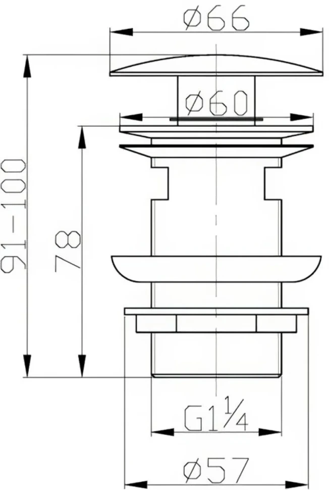 Донный клапан для раковины BelBagno BB-SAT-NERO с переливом, матовый черный