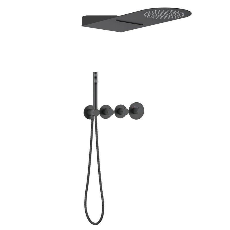 Душевой комплект Timo Saona SX-2350/03SM С ВНУТРЕННЕЙ ЧАСТЬЮ, с термостатом, черный
