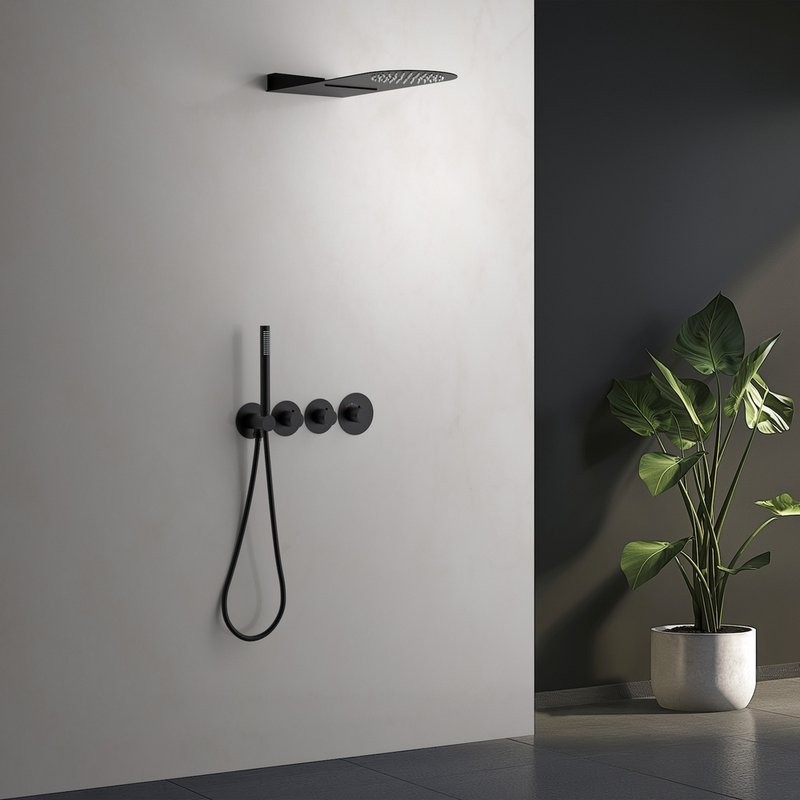 Душевой комплект Timo Saona SX-2350/03SM С ВНУТРЕННЕЙ ЧАСТЬЮ, с термостатом, черный