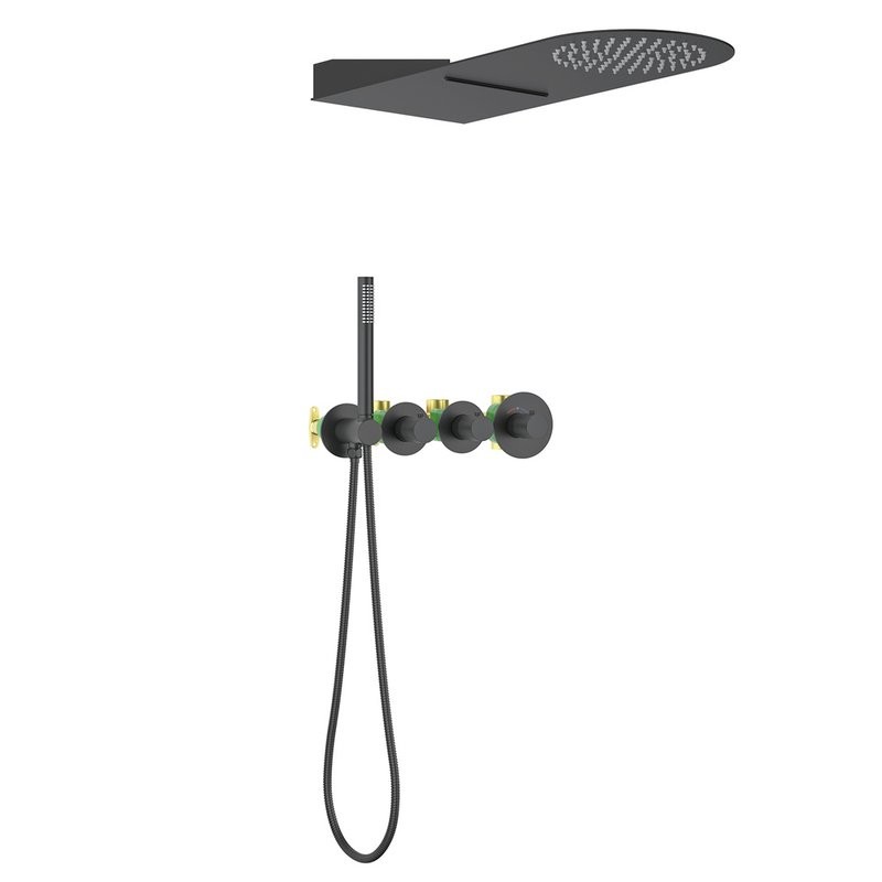 Душевой комплект Timo Saona SX-2350/03SM С ВНУТРЕННЕЙ ЧАСТЬЮ, с термостатом, черный