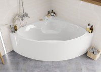 Акриловая ванна Vagnerplast Athena 150x150 см, угловая, пристенная, белая, четверть круга, с каркасом, с сиденьем