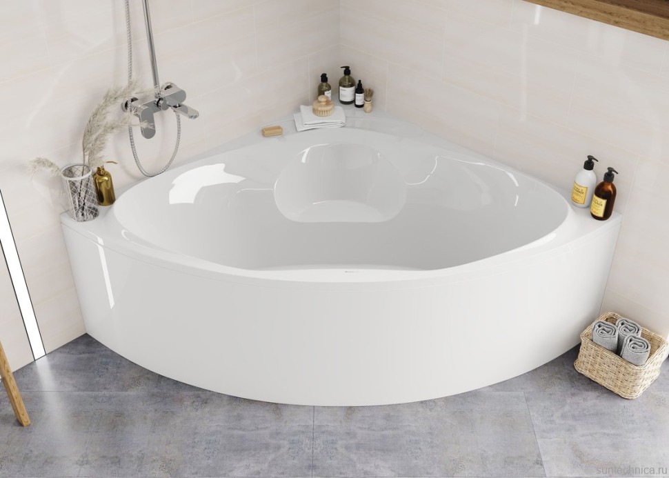 Акриловая ванна Vagnerplast Athena 150x150 см, угловая, пристенная, белая, четверть круга, с каркасом, с сиденьем