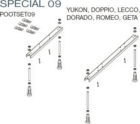 Акриловая ванна Riho Doppio L 180x130 см, угловая, левая, встраиваемая, белая, асимметричная, на ножках, со сливом-переливом