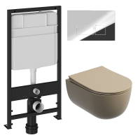 Комплект Унитаз подвесной Ceramicanova Modena Rimless CN6063MC капучино матовый + Инсталляция EWRIKA ProLT 0026-2020 + Кнопка 0041 хром
