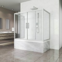 Шторка на ванну Kubele DE019 P4U-CLN-MT, 165х70 см, профиль матовый хром