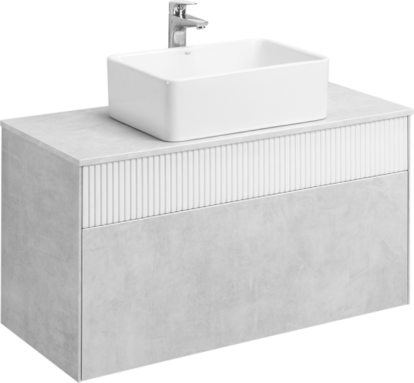 Тумба с раковиной AQUATON Марбл 100 слэйт, белая матовая, раковина 32700B000