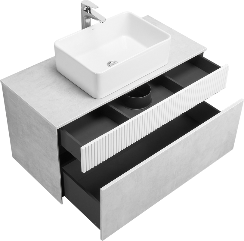 Тумба с раковиной AQUATON Марбл 100 слэйт, белая матовая, раковина 32700B000