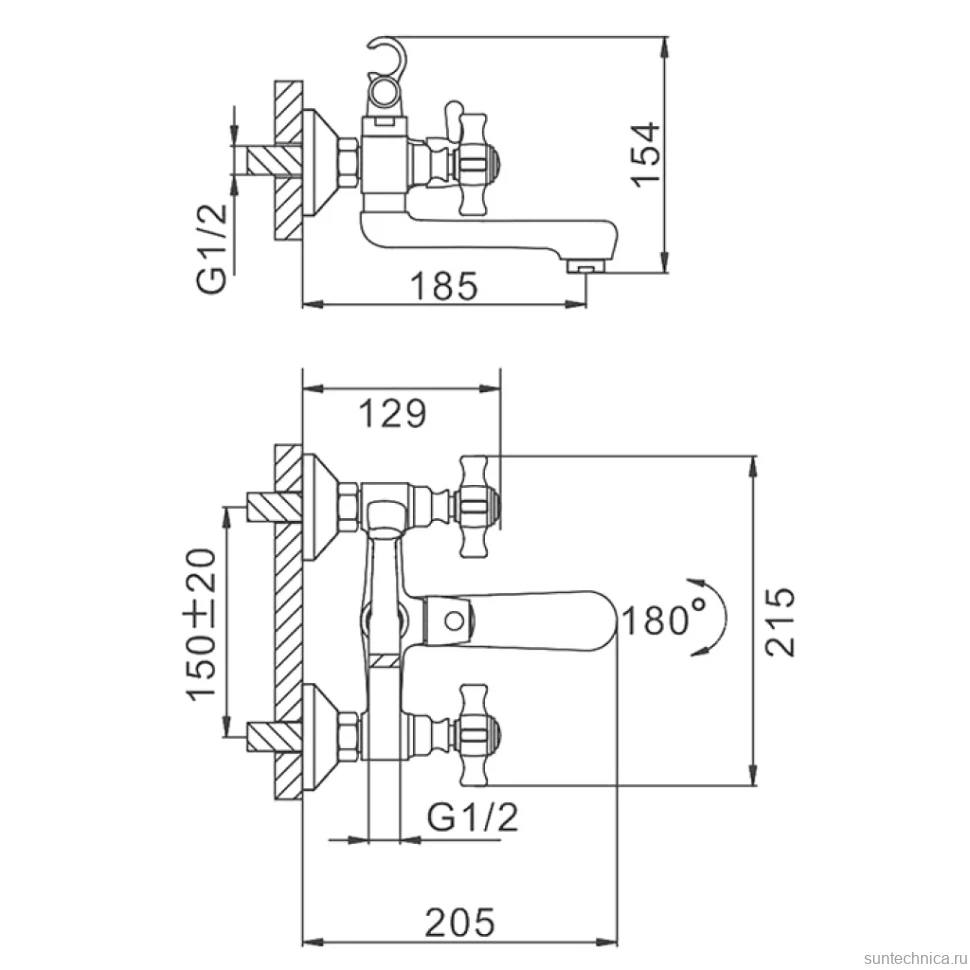 Смеситель для ванны с душем Frap H24 F3024 хром