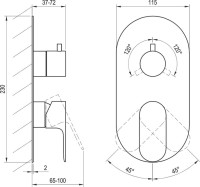 Встраиваемый смеситель для душа и ванны Ravak Eleganta EL 068.20BLM.O3 матовый черный