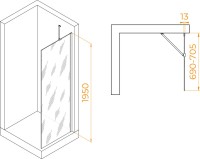 Душевая перегородка RGW Walk In WA-110W 70x195 см, профиль матовый белый, стекло прозрачное