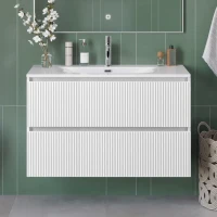 Мебель для ванной комнаты BelBagno Uno-mini 100 подвесная, 2 ящика, bianco opaco