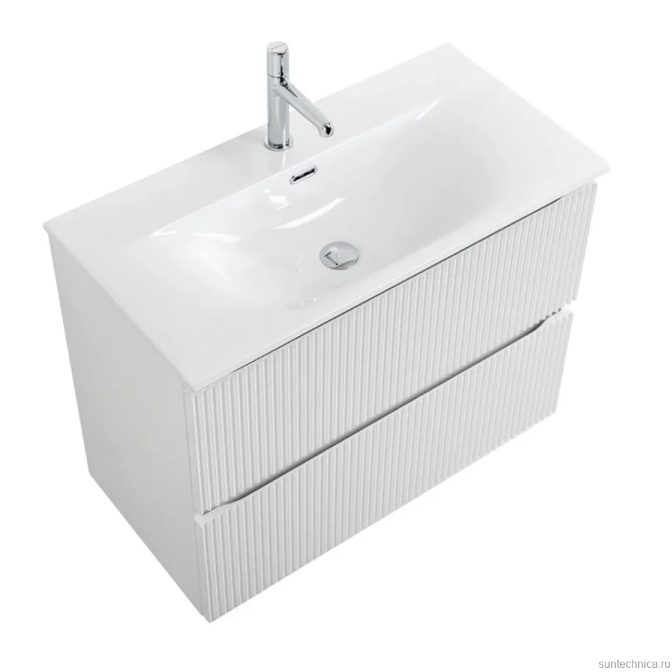 Мебель для ванной комнаты BelBagno Uno-mini 100 подвесная, 2 ящика, bianco opaco