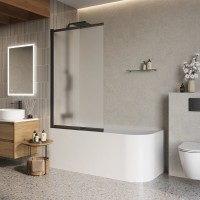 Шторка на ванну BelBagno Luce VF-11-90/145-P-NERO профиль матовый черный, стекло рифленое