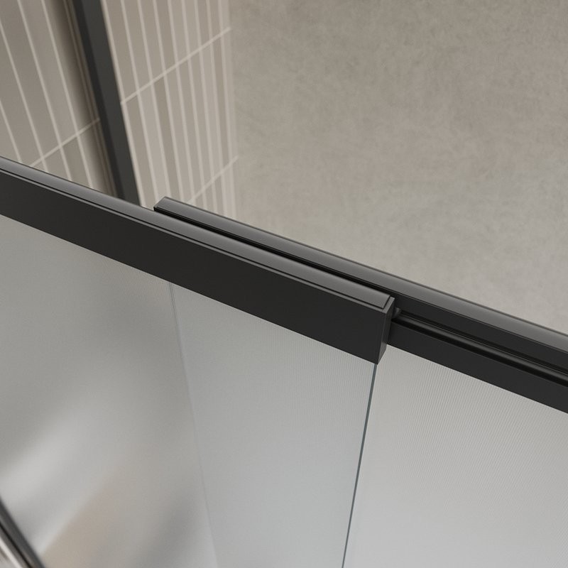 Шторка на ванну BelBagno Luce VF-11-90/145-P-NERO профиль матовый черный, стекло рифленое