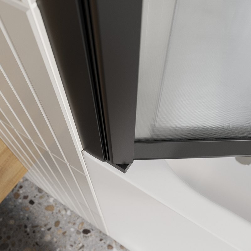 Шторка на ванну BelBagno Luce VF-11-90/145-P-NERO профиль матовый черный, стекло рифленое