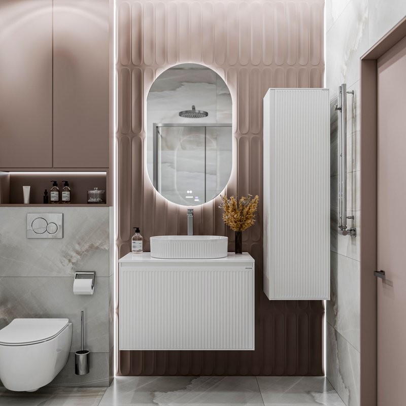 Тумба с раковиной Grossman Кристалл 80 подвесная, бклый глянец