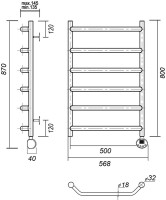 Полотенцесушитель электрический Domoterm Лаура П6 50x80, золото, R