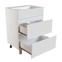 Тумба с раковиной Mixline Брикс 60 2 ящика, глянцевая белая, раковина Breeze 60