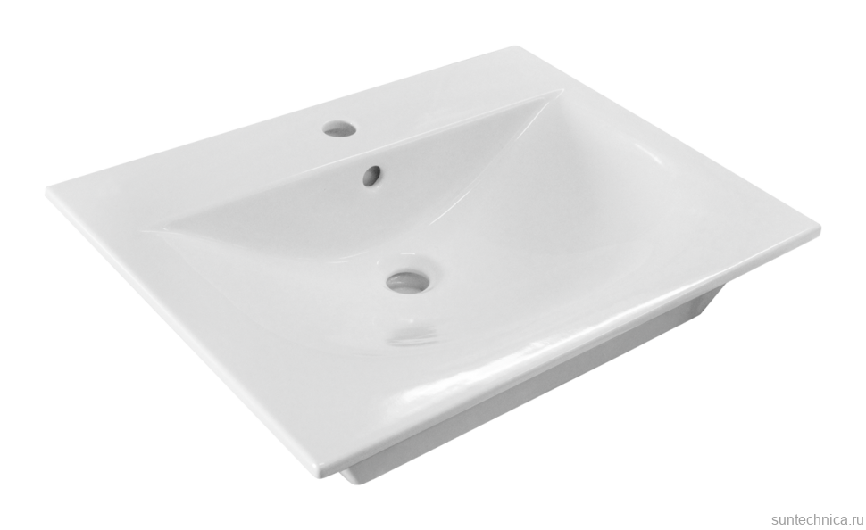 Тумба с раковиной Mixline Брикс 60 2 ящика, глянцевая белая, раковина Breeze 60